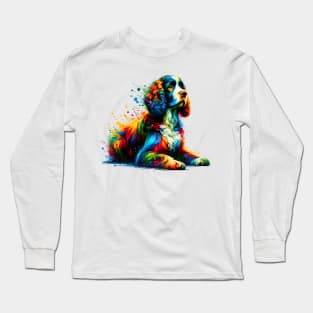 Artistic American Water Spaniel in Vibrant Splash Style Long Sleeve T-Shirt